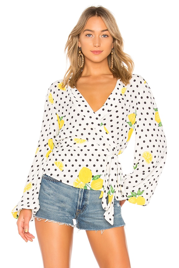 view 1 of 5 MIKAYLA ラップブラウス in Lemon Polka Dot