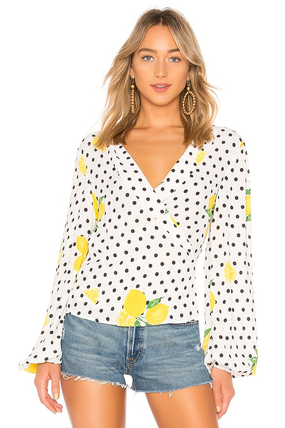 view 2 of 5 MIKAYLA ラップブラウス in Lemon Polka Dot