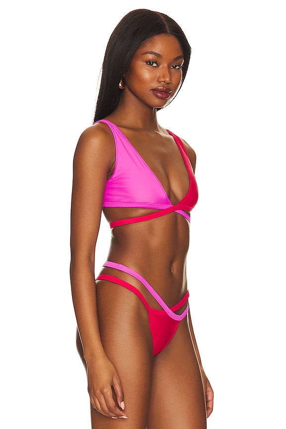 view 2 of 5 LITTLE BY LITTLE 탑 in Hot Pink & Red