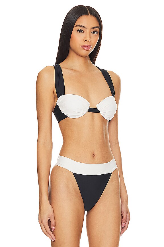 view 2 of 4 Kula Ruched Swim Top in Black & White