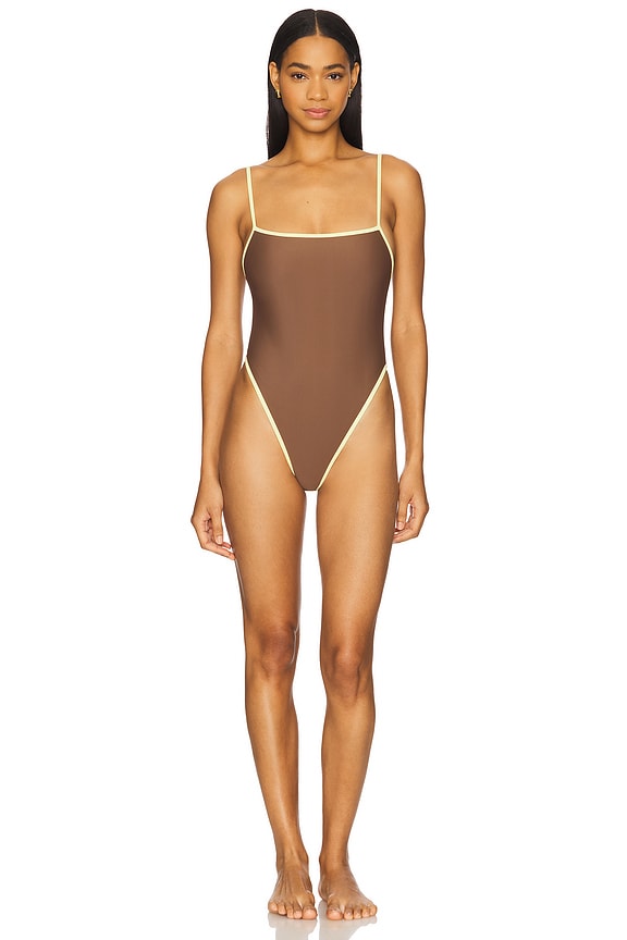 view 2 of 3 Kenzia One Piece in Brown & Yellow