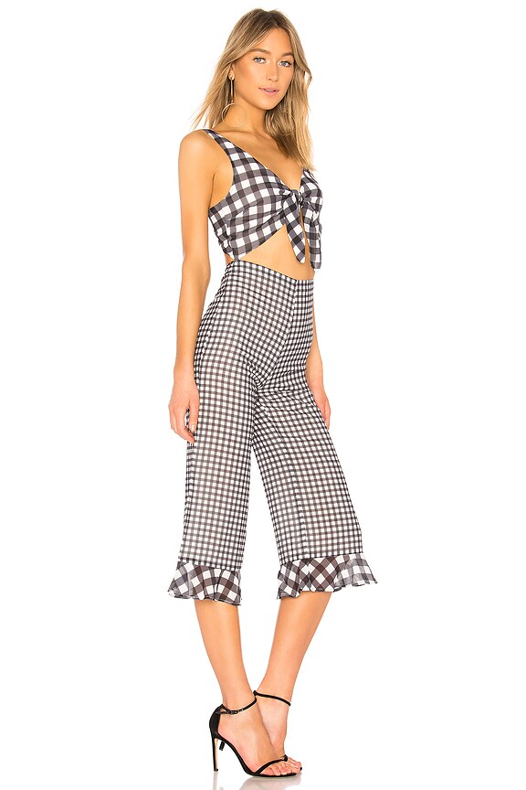 view 2 of 3 Tie Front Jumpsuit in Mixed Gingham