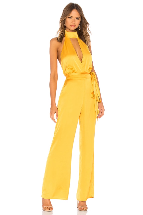 view 1 of 3 Halter Jumpsuit in Mustard Yellow