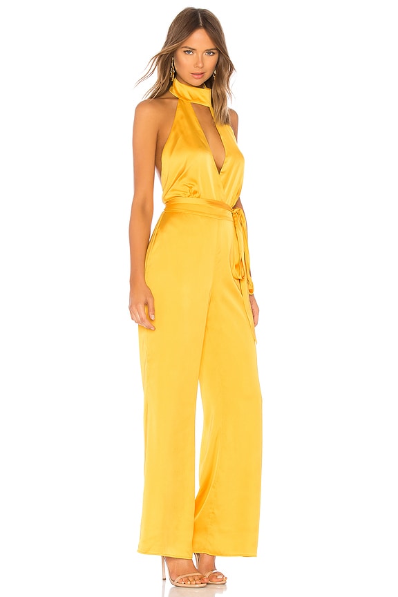 view 2 of 3 Halter Jumpsuit in Mustard Yellow