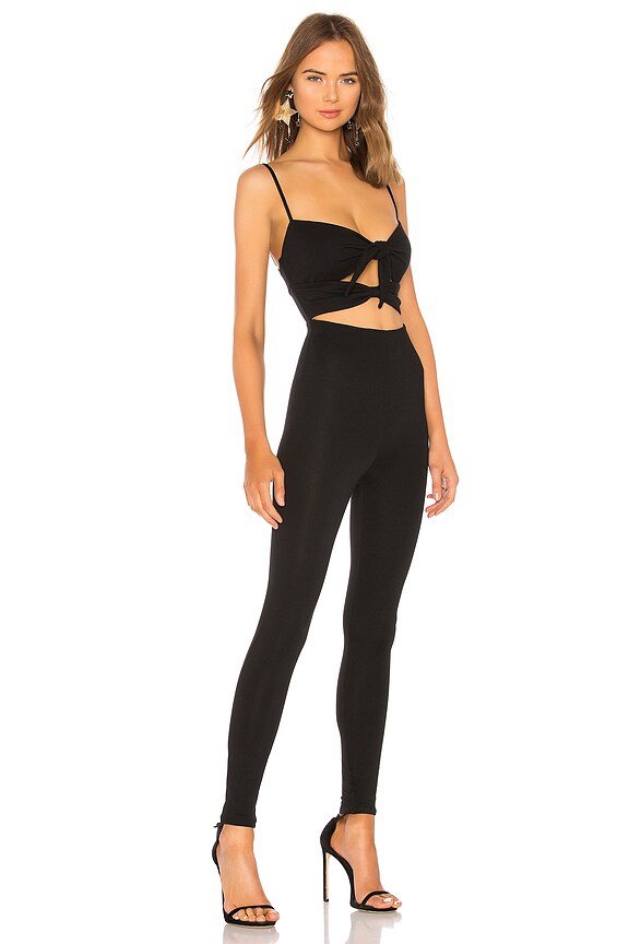 view 2 of 3 Tie Front Catsuit in Black