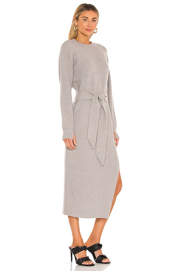view 2 of 3 Long Sleeve Ribbed Dress in Heather Grey