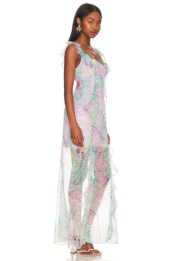 view 2 of 3 VESTIDO DANIELLA in Pink & Teal Abstract