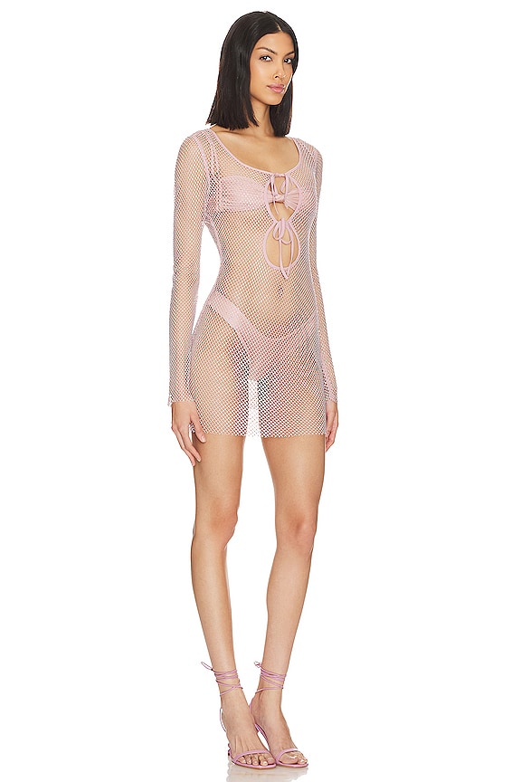 view 2 of 4 Bibiana Liquid Shine Mini Dress in Iridescent Pink