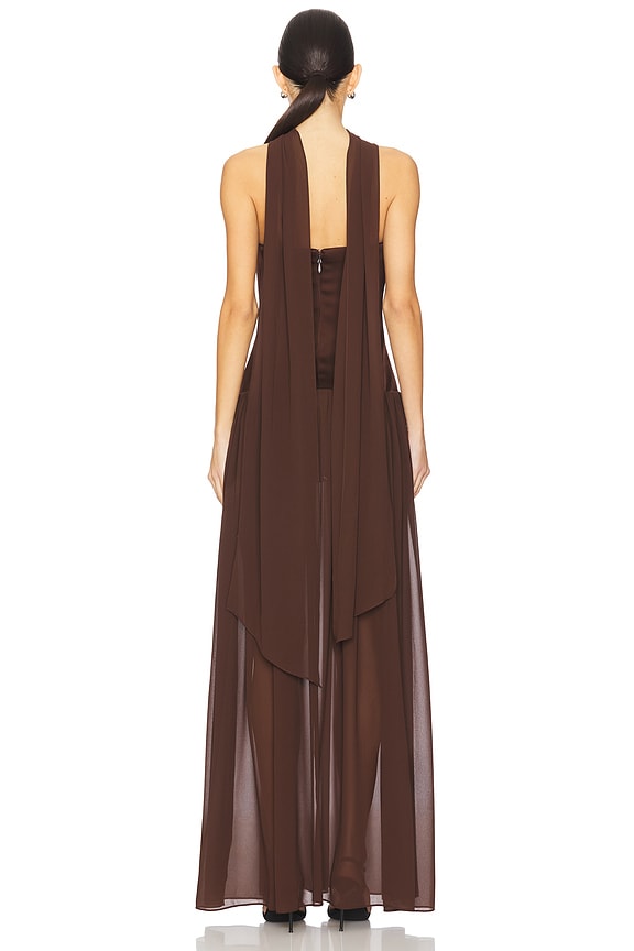 LPA Ada Corset Maxi Dress in Dark Brown