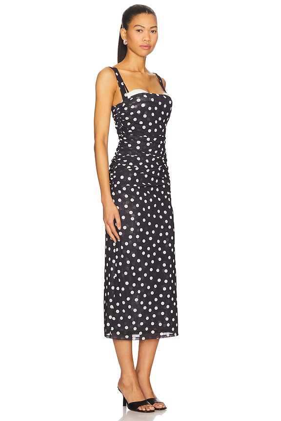 view 2 of 3 Carla Midi Dress in Black And Cream Dot