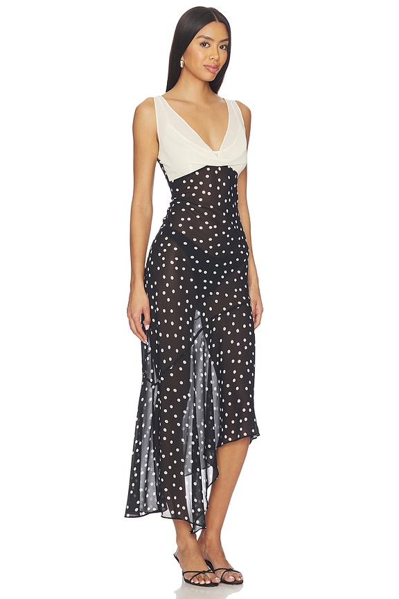 view 2 of 3 ROBE DOROTHY in Black And Cream Polka Dot