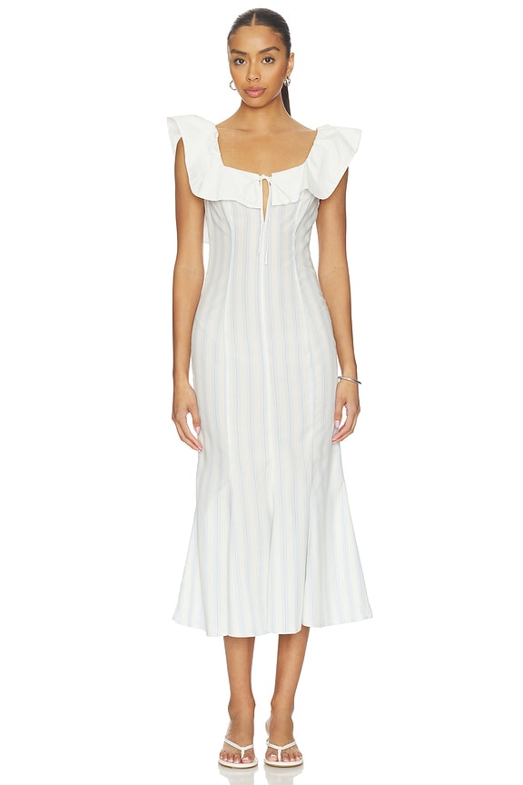 view 1 of 4 Harper Midi Dress in Light Blue White Stripe