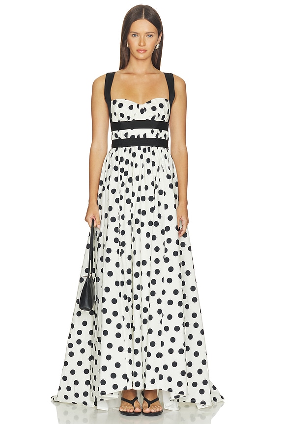 view 1 of 3 VESTIDO LARGO LEISL in Ivory And Black Dot