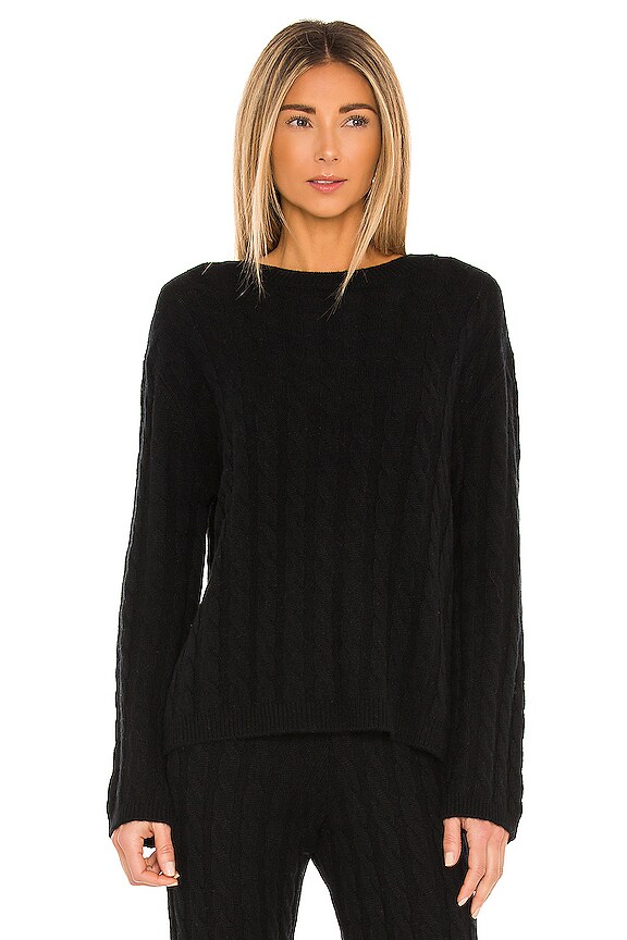 view 1 of 4 Cashmere Cable Knit Crew Sweater in Black