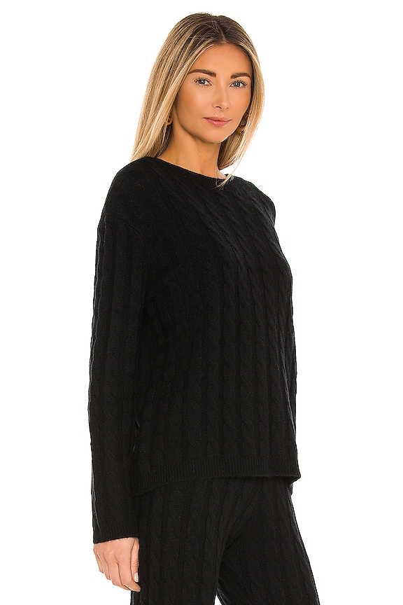 view 2 of 4 Cashmere Cable Knit Crew Sweater in Black