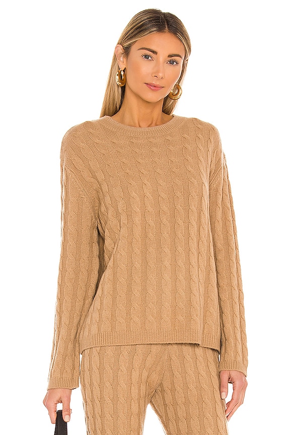 view 1 of 4 Cashmere Cable Knit Crew Sweater in Camel