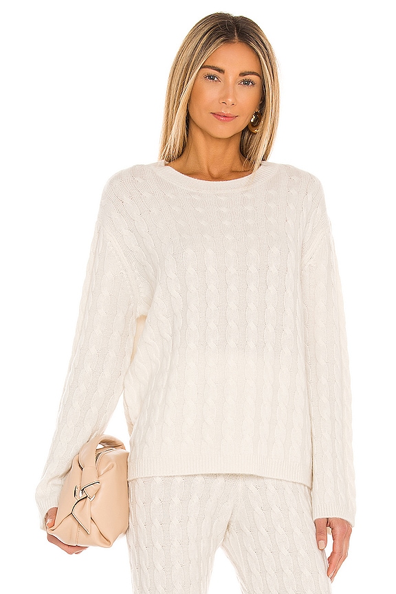 view 1 of 4 Cashmere Cable Knit Crew Sweater in Ivory