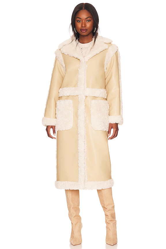 view 2 of 4 Adriano Coat in Tan & Creme Sherpa