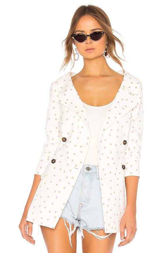 view 2 of 5 Polka Dot Wide Neck Blazer in Tan & White