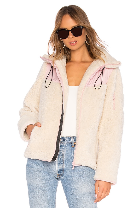 view 1 of 4 Sherpa Fleece Jacket in Ivory & Pink