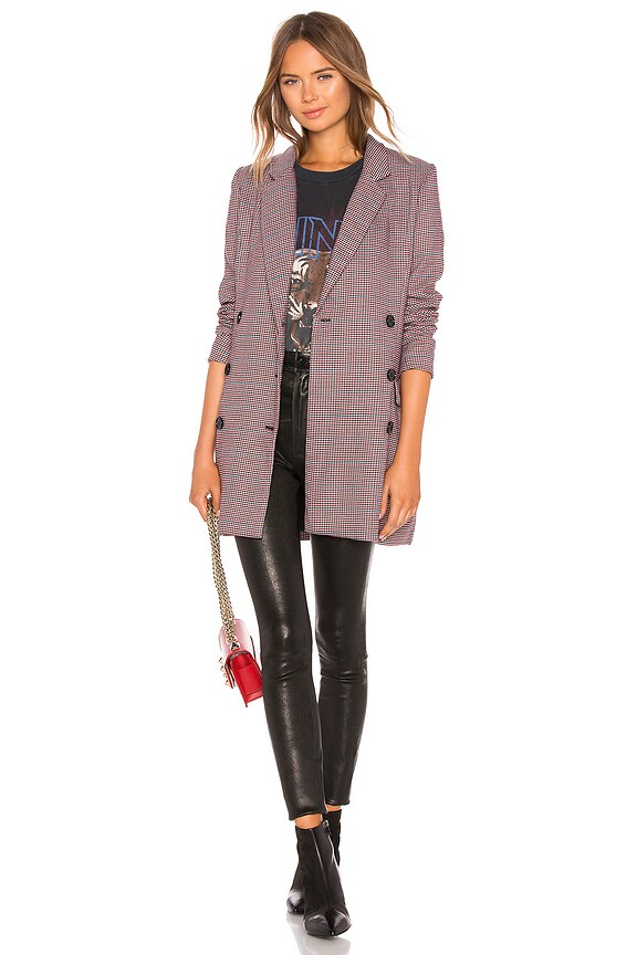 view 1 of 5 Double Breasted Coat in Khaki & Maroon