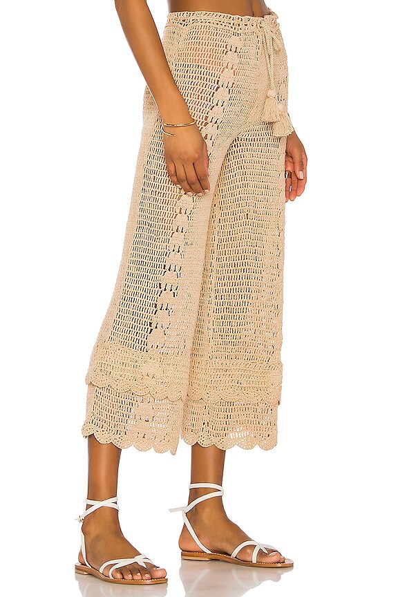 view 2 of 4 Crochet High Waist Culotte in Beige