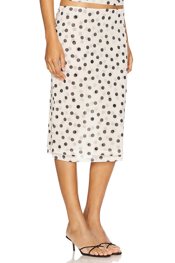 view 2 of 6 Carla Skirt in Cream And Black Dot