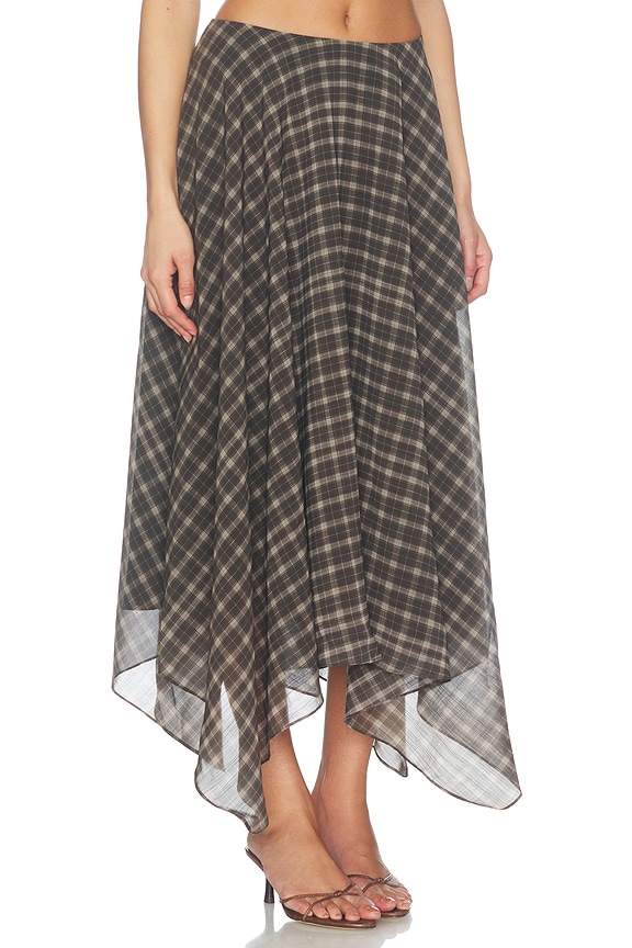 view 2 of 6 Velora Midi Skirt in Moss Brown Plaid
