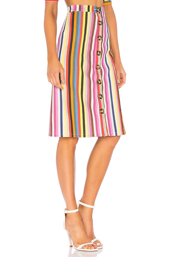 view 2 of 4 FALDA MIDI ABOTONADA BUTTON UP in Rainbow Stripe