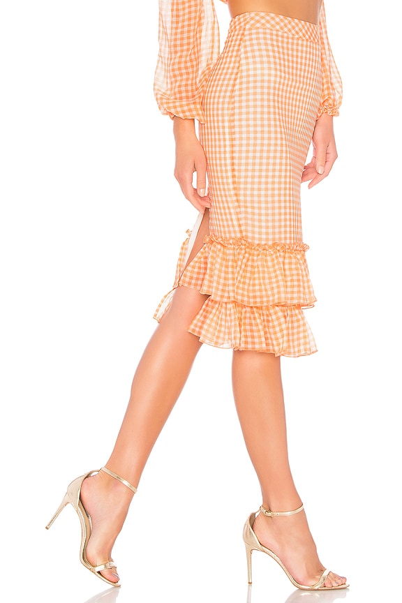 view 2 of 4 High Waist Ruffle Skirt in Orange