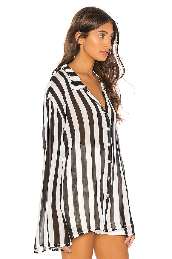 view 2 of 4 Baby Doll Shirt in Black & White Stripe