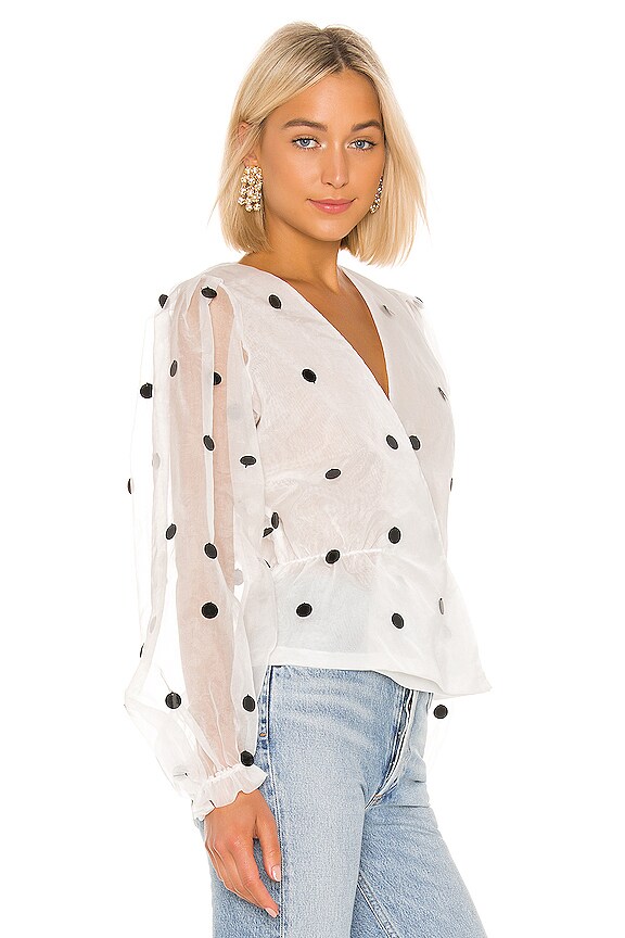 view 2 of 5 BLOUSE À MANCHES LONGUES FRANCIS in White & Black