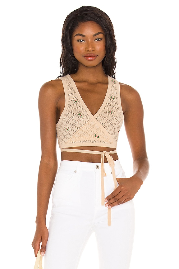 view 1 of 4 TOP DRAPÉ DAPHNE in Ivory & Pink Floral