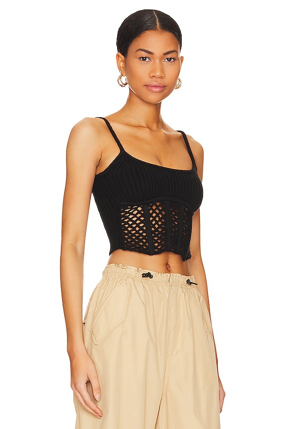 view 2 of 4 Macrae Crochet Corset Top in Black
