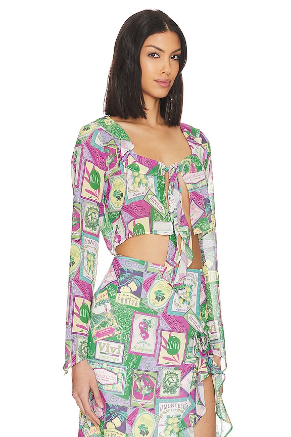 view 2 of 4 Ramona Tie Front Top in Multi Pomodoro