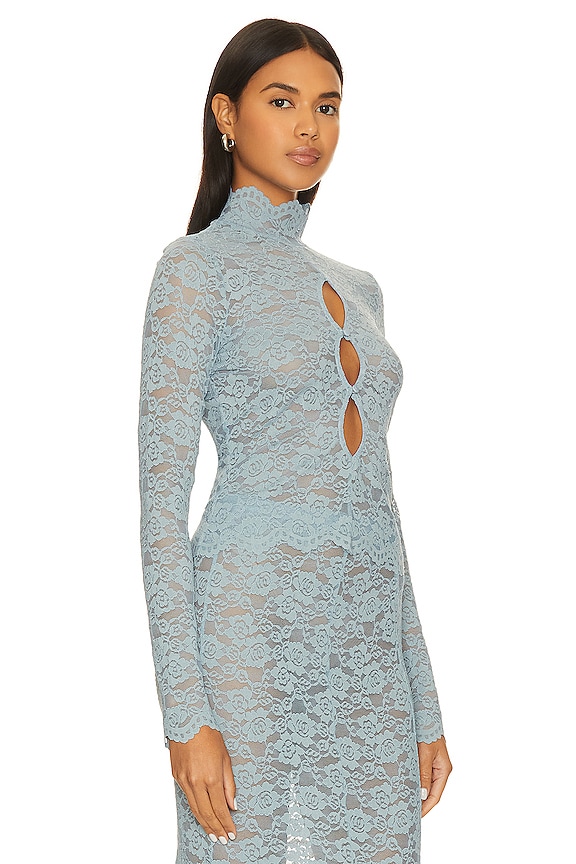 view 2 of 4 Serafina Lace Top in Shadow Blue