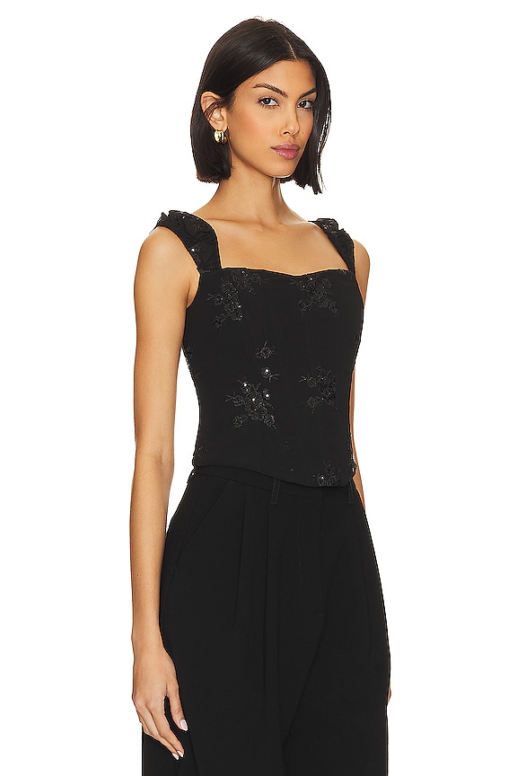 view 2 of 5 Yvanna Embroidered Corset Top in Black