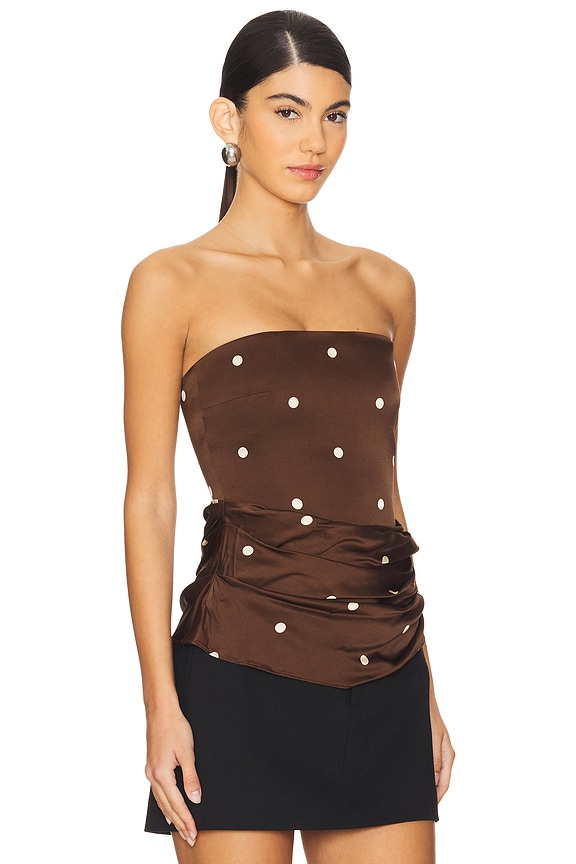 view 2 of 4 Luisa Top in Brown & Cream Dot