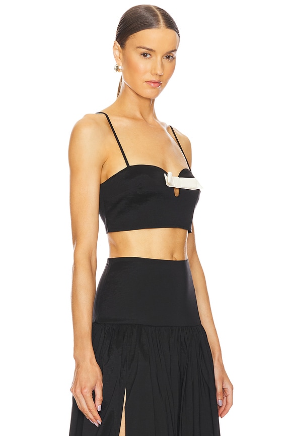 view 2 of 5 Sabrina Bow Top in Black & Ivory