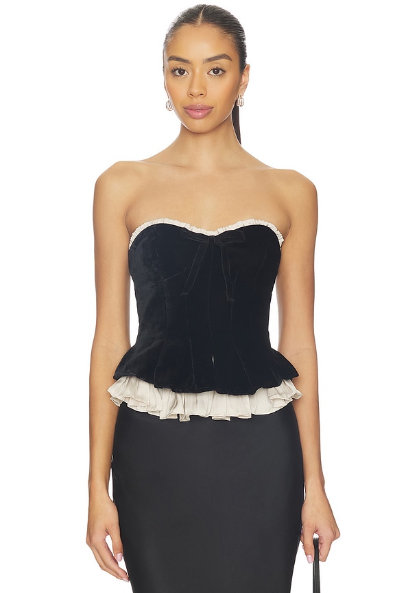 view 1 of 4 Lauretta Corset Top in Black And Champagne
