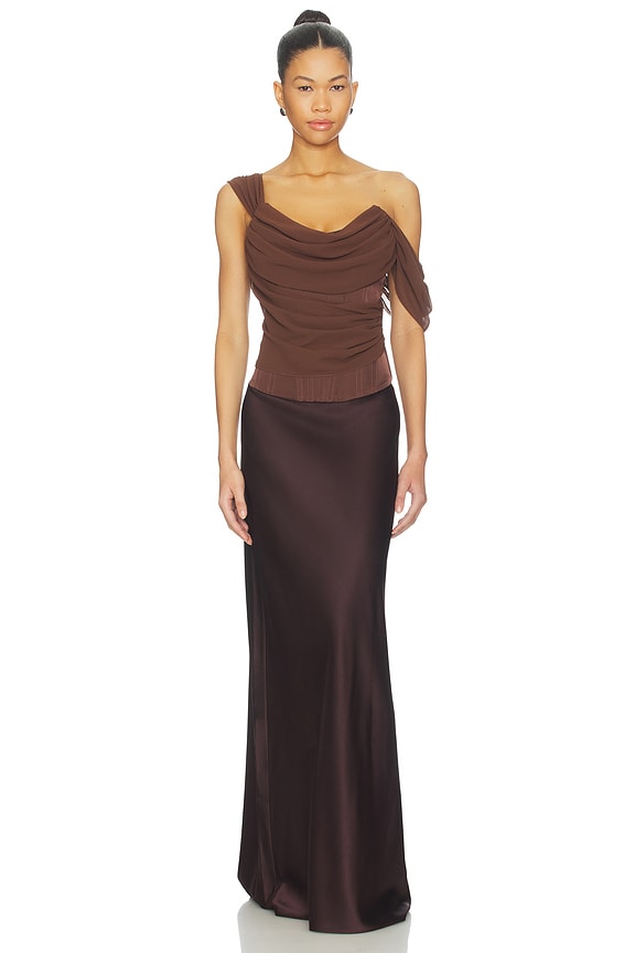 view 2 of 6 Adara Corset Top in Brown