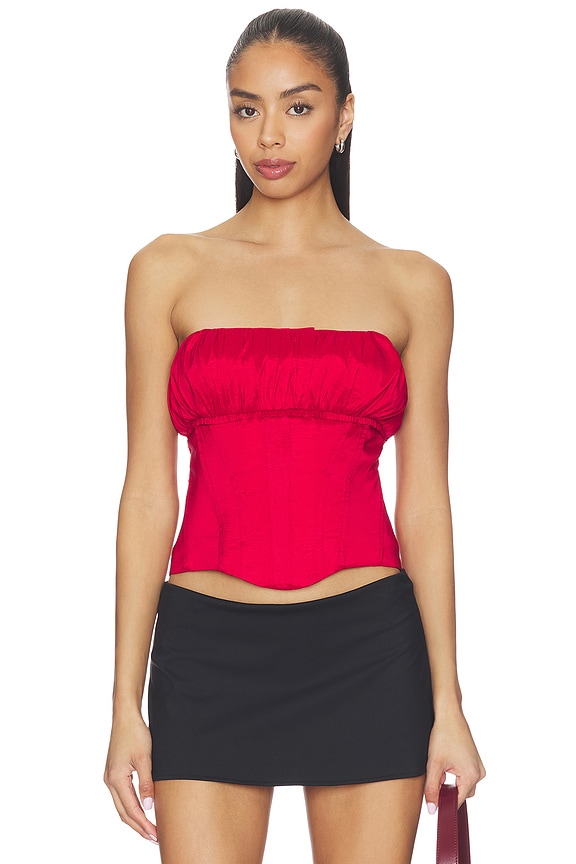 view 1 of 4 Audrey Corset Top in Dark Red