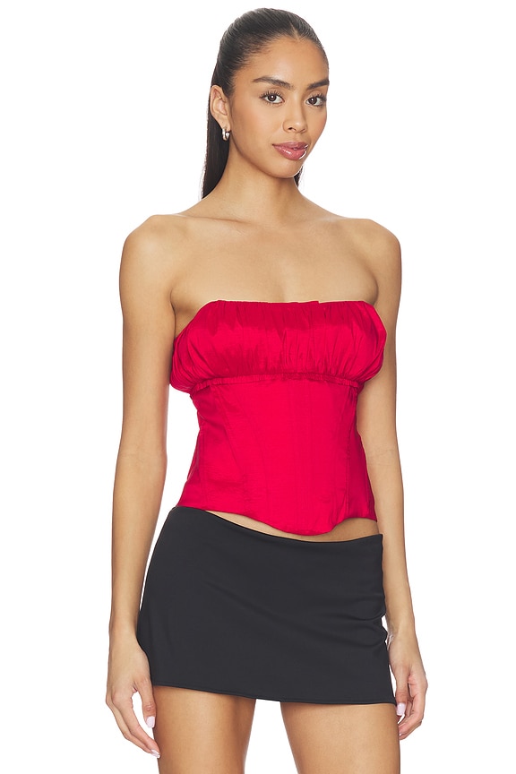 view 2 of 4 Audrey Corset Top in Dark Red