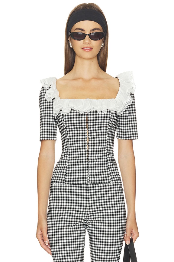 view 1 of 5 Gigi Top in Black And White Gingham