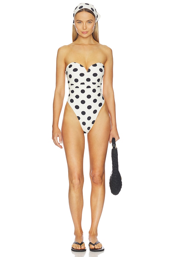 view 1 of 3 Twyla One Piece in Black & White Polka Dot