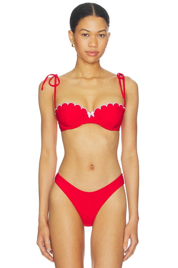 view 1 of 4 Antonia Top in Cherry Red & White
