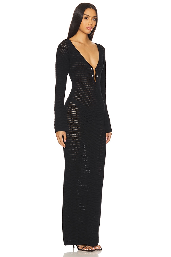 view 2 of 4 Crochet Maxi With Signature Pearl Details Dress in Black