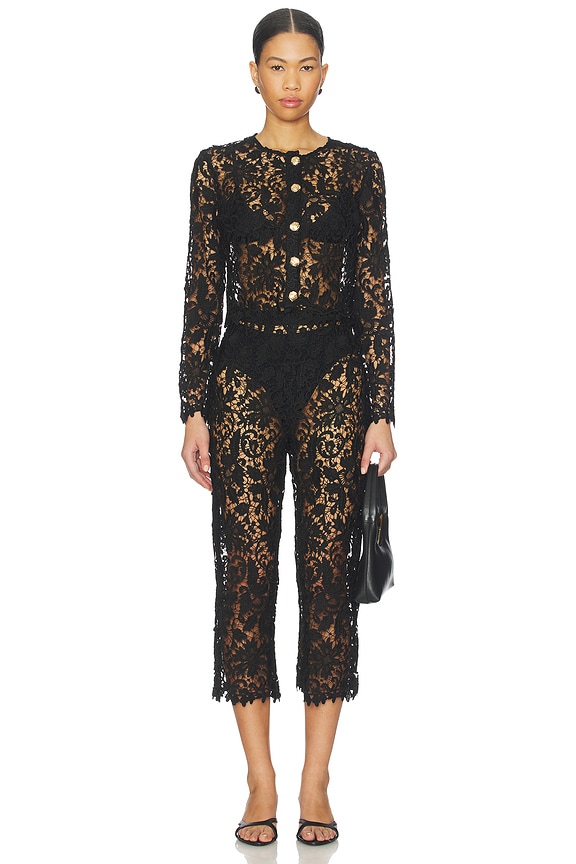 La Porte Coco Lace Cardigan in Black | REVOLVE