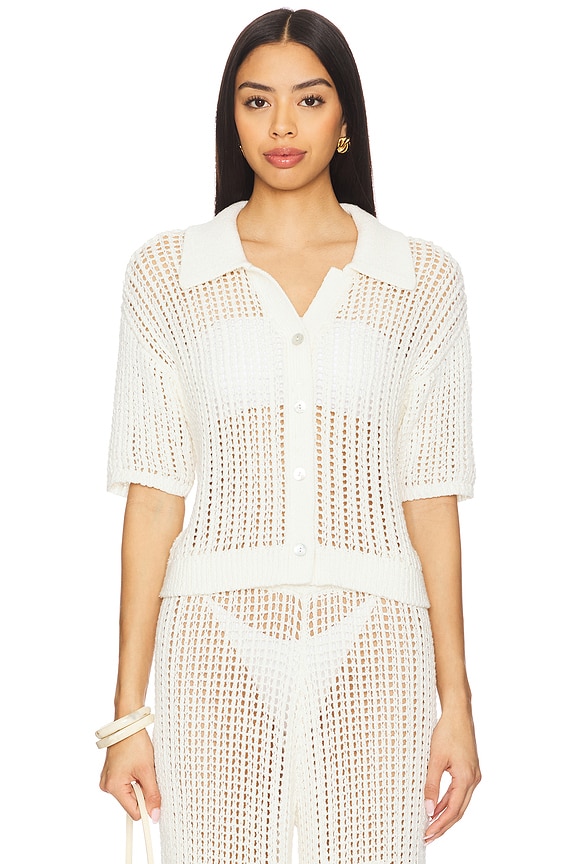 view 2 of 5 Ophelia Windowpane Knit Top in Cloud