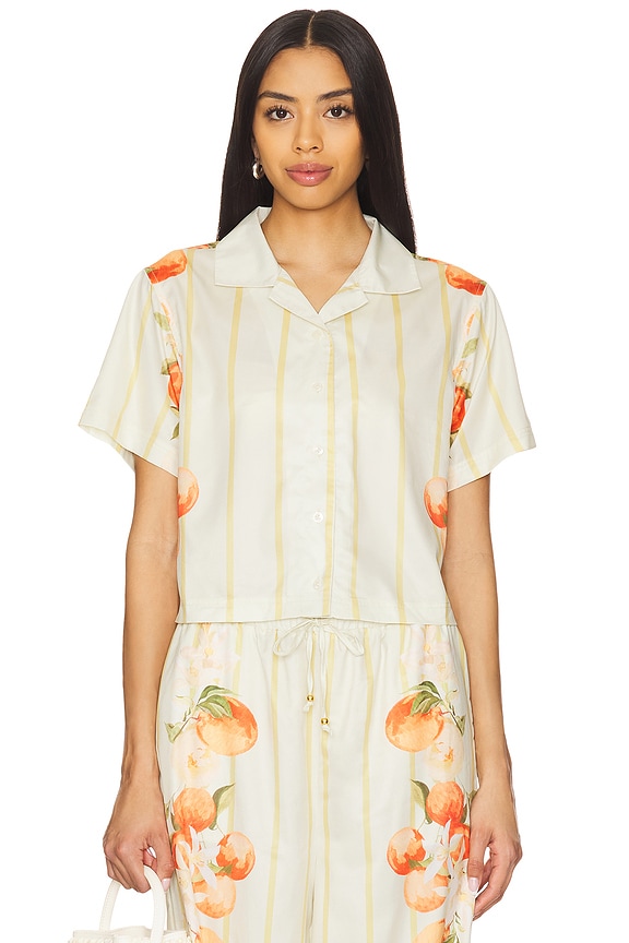 view 2 of 5 Ruby Short Sleeve Boxy Shirt in Placement Italian Oranges